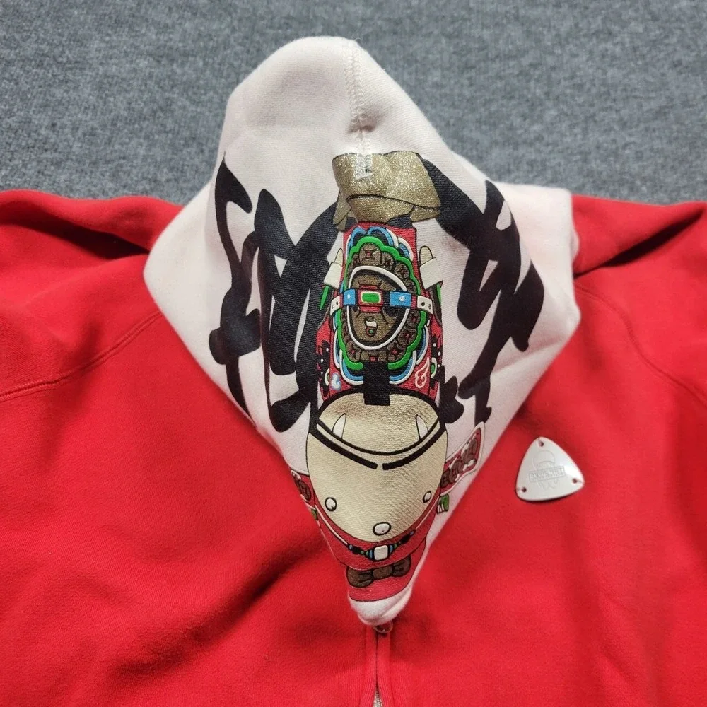 Devil Nut Hoodie Sweatshirt Women Medium Red Full Zip Casual Graphic‎ Streetwear